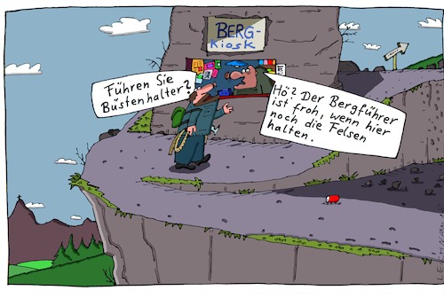 Cartoon: Hoch oben (medium) by Leichnam tagged hoch,oben,bergführer,berge,wanderungen,tourismus,bh,büstenhalter,felsen,leichnam,leichnamcartoon