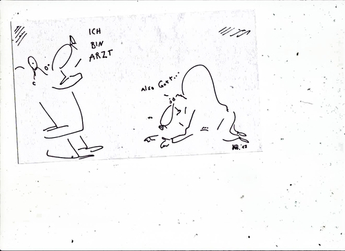 Cartoon: ICH (medium) by Leichnam tagged ich,arzt,gott,unterwerfung,schüchtern,pharma,industrie,kritik,hoch,oben,übermensch,tragisch