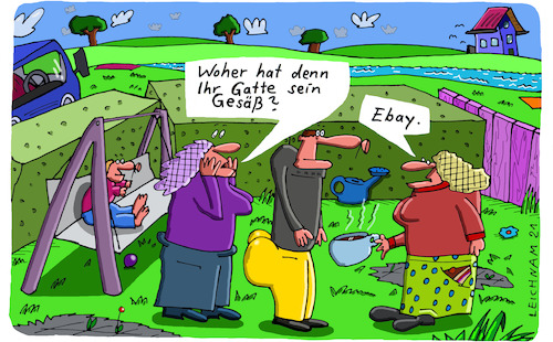 Cartoon: Im Gärtchen (medium) by Leichnam tagged garten,vorgarten,gärtchen,ebay,gatte,hintern,po,popo,arsch,groß,mächtig,leichnam,leichnamcartoon