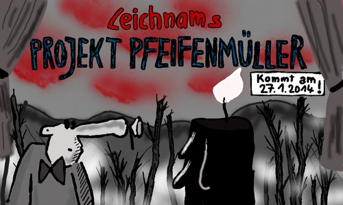 Cartoon: Infoblatt (medium) by Leichnam tagged infoblatt,pp,projekt,pfeifenmüller,grusel,horror,spaß,düsternis,ödnis,kargheit,windhauch,schock,tod,leichnamcomic