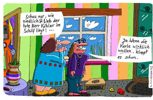 Cartoon: Ja (medium) by Leichnam tagged ja,schilf,herr,köhler,lieb,niedlich,kerle,leichnam,leichnamcartoon