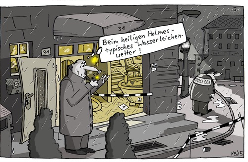 Cartoon: Krimi (medium) by Leichnam tagged krimi,wasserleiche,sauwetter,kommissar,holmes,polizei,mord