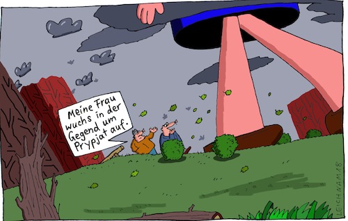 Cartoon: Meine Frau (medium) by Leichnam tagged frau,prypjat,tschernobyl,aufgewachsen,riesin,gigantisch,leichnam,leichnamcartoon