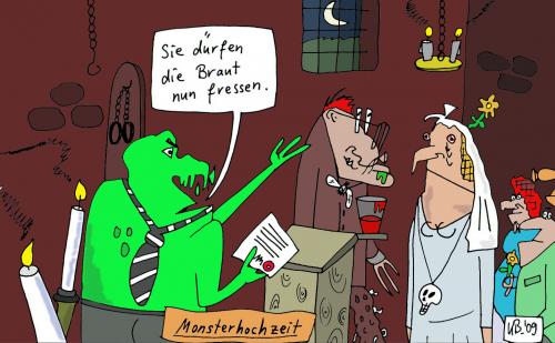 Cartoon: Monsterhochzeit (medium) by Leichnam tagged braut,hochzeit,monster,fressen