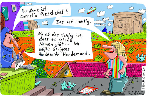 Cartoon: Name (medium) by Leichnam tagged name,cornelia,presshebel,hindemith,hundemund,leichnam,leichnamcartoon,dokument