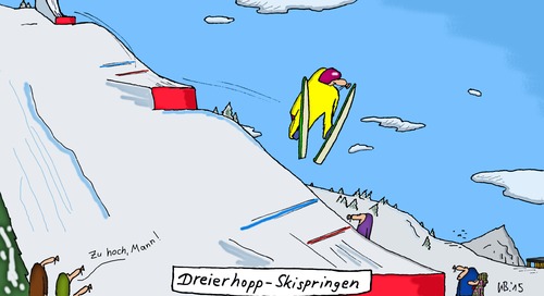 Cartoon: neue Disziplin (medium) by Leichnam tagged skispringen,wintersport,dreierhopp,schanzen