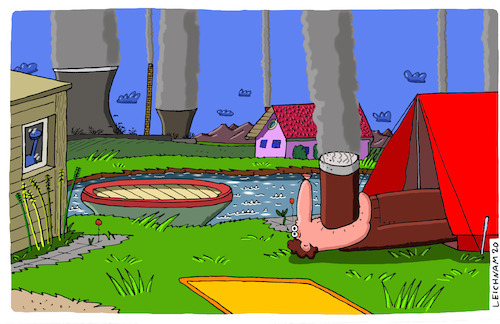 Cartoon: Ohne Titel (medium) by Leichnam tagged ohne,titel,zigarre,rauch,qualm,schornsteine,industrie,urlaub,zelt,freizeit,leichnam,leichnamcartoon