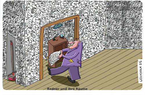 Cartoon: Redner (medium) by Leichnam tagged redner,leichnamcartoonrednerpult,räume,bühne