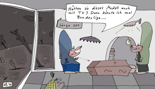 Cartoon: Särge Ott (medium) by Leichnam tagged särge,ott,handel,ehe,schabracke,bundesliga,tv,modell,anfrage,tod,sterben