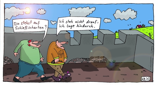 Cartoon: Shoot (medium) by Leichnam tagged shoot,schießscharten,pistölchen,waffe,schießen,hindurchlugen,burgkrone