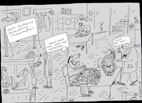 Cartoon: Soooo der Herr ... (medium) by Leichnam tagged trauerkaffee,essen,trinken,viel,gäste,leichnam,leichnamcartoon