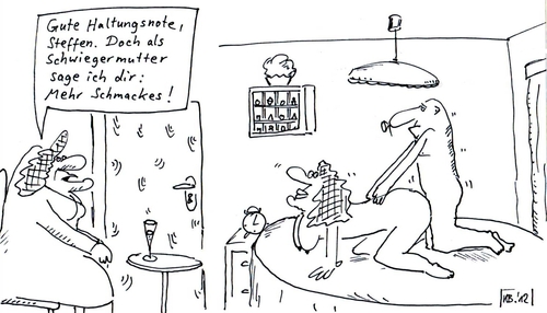 Cartoon: Steffen (medium) by Leichnam tagged steffen,schwiegermutter,von,hinten,haltungsnote,mehr,schmackes,zuschauer,bewertung