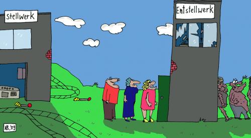 Cartoon: Stellwerk (medium) by Leichnam tagged stellwerk,entstellwerk,schiene,veränderung