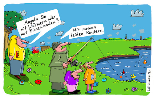 Cartoon: Teich (medium) by Leichnam tagged teich,kinder,würmer,bienenmaden,angel,angler,leichnam,leichnamcartoon