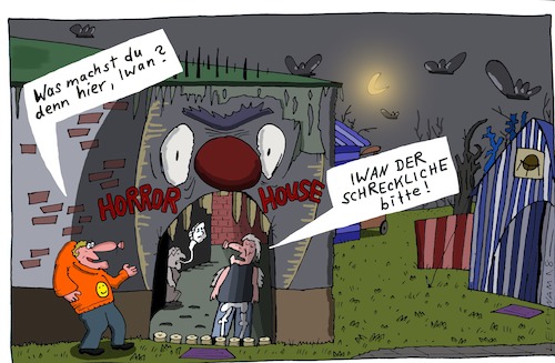 Cartoon: Themenpark (medium) by Leichnam tagged themenpark,schrecklich,iwan,horrorhouse,spukhaus,durchlaufgeschäft,leichnam,leichnamcartoon