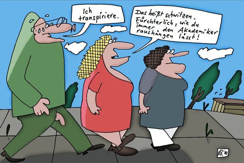 Cartoon: transpirieren (medium) by Leichnam tagged transpiration,schwitzen,hitze,akademiker,fürchterlich