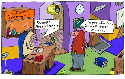 Cartoon: Vicky und Viktor (medium) by Leichnam tagged vicky,viktor,spülzeug,firma,personalchef,der,neue,vorstellungsgespräch