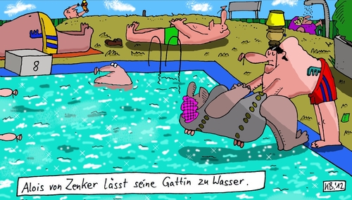 Cartoon: von Zenker (medium) by Leichnam tagged zenker,freibad,sommer,sonne,urlaub,gattin,wasser,vornehm,blasiert