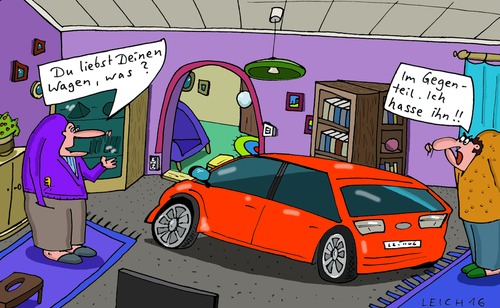 Cartoon: Wagen (medium) by Leichnam tagged wagen,auto,liebe,hass,in,der,wohnung