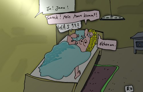 Cartoon: Wilde Betten (medium) by Leichnam tagged wild,bett,liebe,nachbarin,ehemann