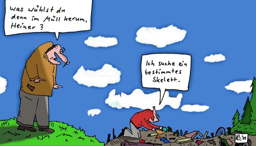 Cartoon: Wühler (medium) by Leichnam tagged wühler,müll,skelett,mord,wolke,suche