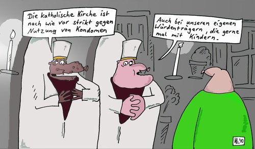 Cartoon: Würdenträger (medium) by Leichnam tagged würdenträger,katholisch,kirche,kondom,missbrauch,kinder