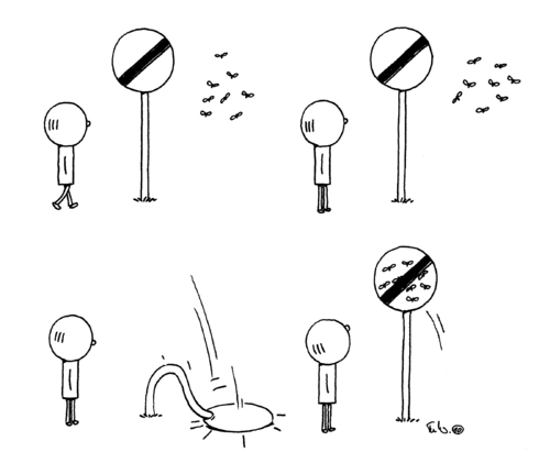 Cartoon: Verkehrsschild (medium) by Trantow tagged verkehr,fliege,verbot,schild,regeln,surreal,fantasie,lustig