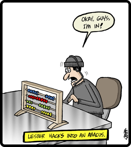 Cartoon: Abacus Hacker (medium) by cartertoons tagged abacus,calculators,math2022,computers,hacking,stealth,technology,abacus,calculators,math,computers,hacking,stealth,technology