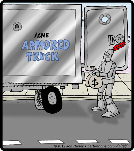 Cartoon: Armored Driver (medium) by cartertoons tagged knight,drivers,armored,car,money,cash,security,knight,drivers,armored,car,money,cash,security