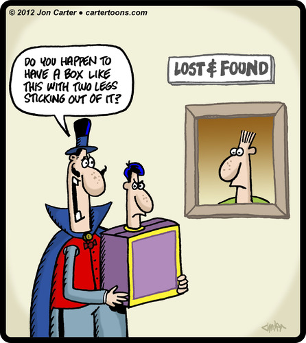 Cartoon: Missing Half (medium) by cartertoons tagged entertainment,magic,magicians,lost,found,volunteers,accidents,entertainment,magic,magicians,lost,found,volunteers,accidents