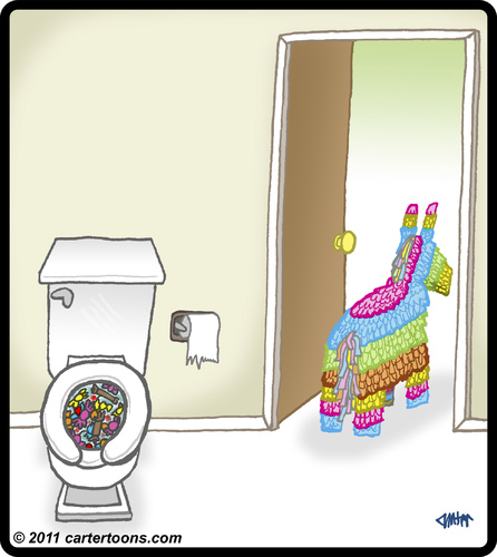 Cartoon: Pinata Poop (medium) by cartertoons tagged bathroom,pinata,toilet,poop,candy