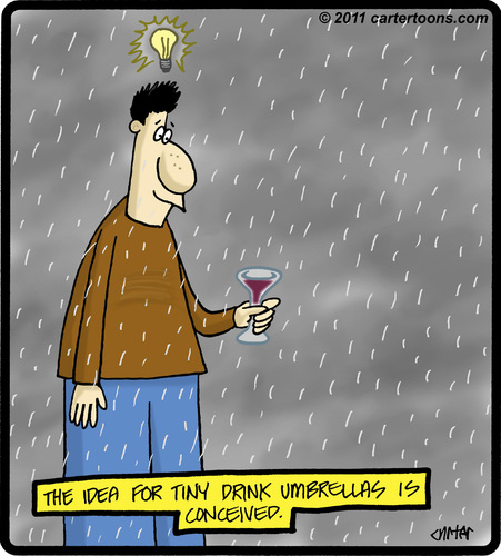 Cartoon: Tiny Drink Umbrella (medium) by cartertoons tagged glass,spirits,rain,umbrella,drink