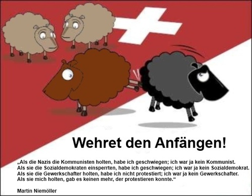 Cartoon: Wehret den Anfängen! (medium) by Fareus tagged ausschaffungsinitiative,schweiz,xenophobie,menschenhass