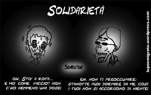 Cartoon: Solidarieta (medium) by sdrummelo tagged droga,crisi,di,astinenza,giovani