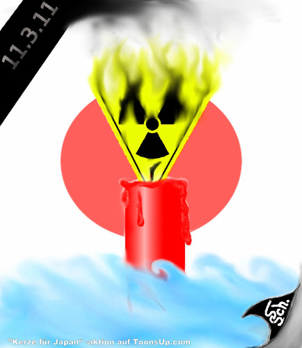 Cartoon: Kerze für Japan (medium) by swenson tagged japan,erdbeben,katastrophe,kerze,gedenken,tot,zunami,gau,atomkraftwerk
