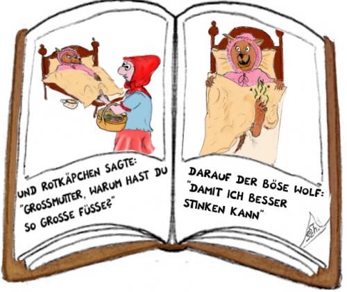 Cartoon: Rotkäpchen (medium) by swenson tagged fairtales,märchen,rotkäpchen,wolf