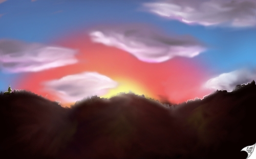 Cartoon: Sunset (medium) by swenson tagged wolken,clouds,sun,sonne