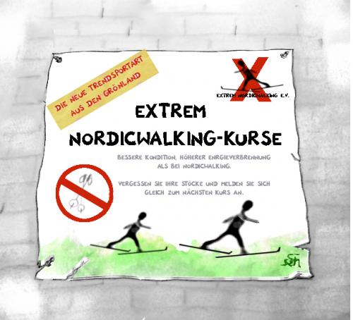 Cartoon: Xtrem Nordicwalking (medium) by swenson tagged sport,nordicwalking