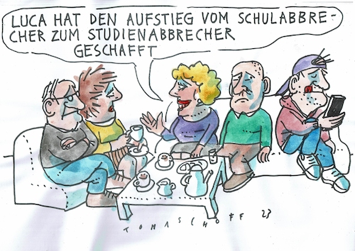 Cartoon: Abbrecher (medium) by Jan Tomaschoff tagged schule,studium,abbrecher,schule,studium,abbrecher