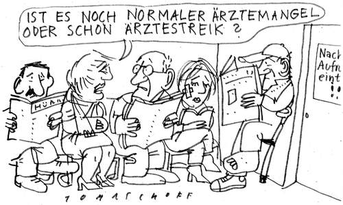 Cartoon: Ärztemangel (medium) by Jan Tomaschoff tagged arzt,ärzte,streik,mangel,arzt,ärzte,streik,mangel,patienten,patient,praxis,streiken,job,beruf,karriere,gehalt,gehälter,gesundheit