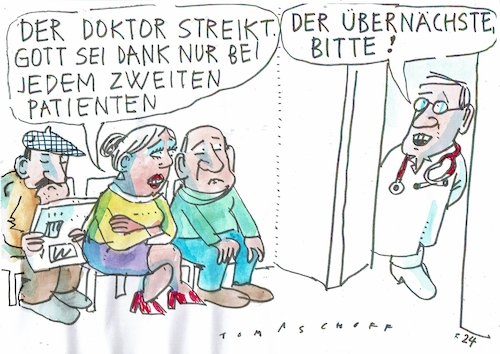Cartoon: Ärztestreik (medium) by Jan Tomaschoff tagged gesundheit,ärzte,streik,gesundheit,ärzte,streik
