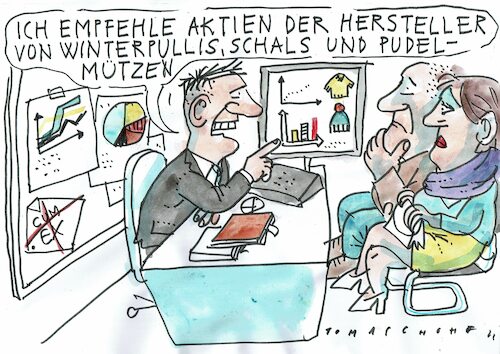Cartoon: Aktientipp (medium) by Jan Tomaschoff tagged energiekrise,winter,aktien,energiekrise,winter,aktien