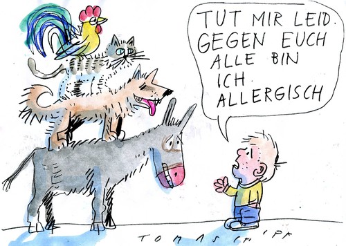 Cartoon: Allergie (medium) by Jan Tomaschoff tagged allergie,tiere,allergie,tiere
