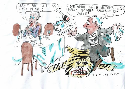 Cartoon: Altenpflege (medium) by Jan Tomaschoff tagged senioren,altenpflege,senioren,altenpflege