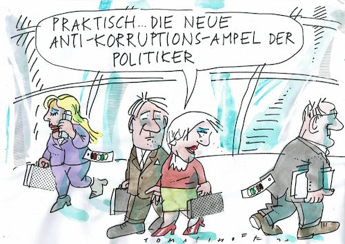 Cartoon: Ampel (medium) by Jan Tomaschoff tagged politiker,bestechung,nebenjob,politiker,bestechung,nebenjob