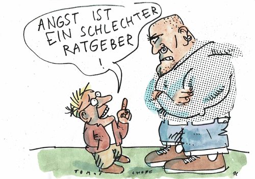 Cartoon: Angst (medium) by Jan Tomaschoff tagged angst,klugheit,aggression,angst,klugheit,aggression