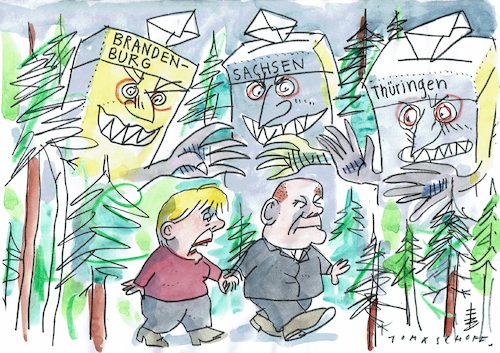 Cartoon: Angst (medium) by Jan Tomaschoff tagged cdu,spd,wahlen,cdu,spd,wahlen