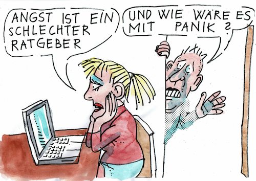 Cartoon: Angst (medium) by Jan Tomaschoff tagged panik,angst,pandemie,panik,angst,pandemie