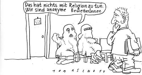 Cartoon: Anonyme Bewerbungen (medium) by Jan Tomaschoff tagged bewerbung
