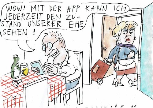 Cartoon: App (medium) by Jan Tomaschoff tagged kommunikation,gespräch,digitalisierung,kommunikation,gespräch,digitalisierung